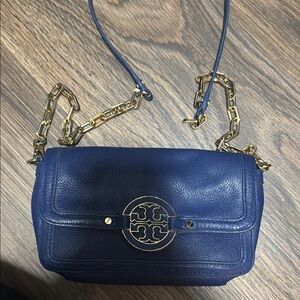 Tory Burch Navy Blue Leather Crossbody Bag